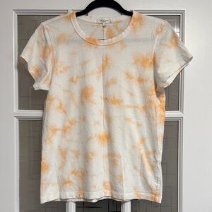 rag & bone White and Orange Tie-Dye Short Sleeve Tee